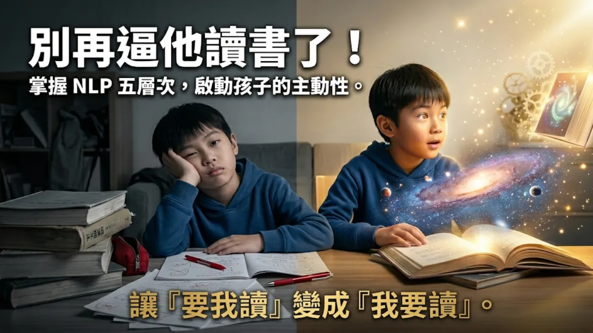 孩子學習被動怎麼辦？解析 3 大厭學徵兆與 NLP 五層次，讓孩子從「要我讀」變「我要讀」